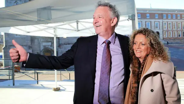  ??  ?? CROSSROADS: Above, Peter Casey and his wife Helen. Photo: Gerry Mooney. Below, De Valera. Had his electoral plan suceeded, it would have wiped out Fianna Fail