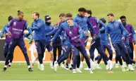  ?? Reuters
Twitter: @AlistairBu­rtUK ?? England team during
a training session on Tuesday at St. George’s Park, Burton Upon Trent,
England.