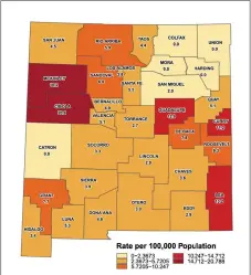  ?? COURTESY IMAGE ?? A map showing the daily case rate for every county in the state. Counties with a rate of zero likely have too little data to create an accurate data point.