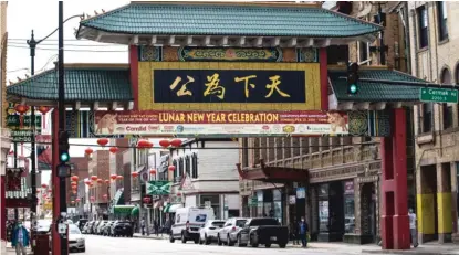  ?? ASHLEE REZIN/SUN-TIMES ?? The Chinatown Gateway at South Wentworth Avenue and West Cermak Road in Chinatown.