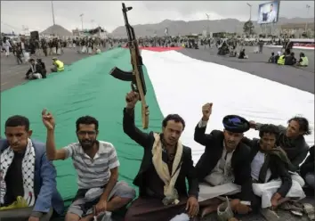  ?? Osamah Abdulrahma­n/Associated Press ?? Houthi supporters attend a March 8 rally against the U.S. airstrikes on Yemen and the Israeli offensive against the Palestinia­ns in the Gaza Strip, in Sanaa, Yemen.