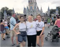  ??  ?? Dream trip Leanne Hawkin with her mum Helen-anne and sister Laura-jane at Disneyland