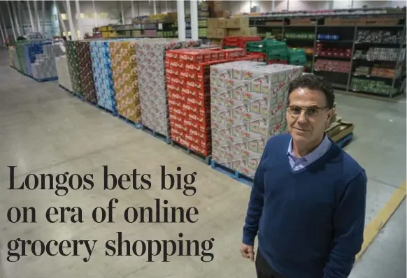  ?? J.P. MOCZULSKI FOR THE TORONTO STAR ?? CEO Anthony Longo at the 150,000-square-foot Grocery Gateway warehouse in Rexdale. Longos is the only grocer offering both online shopping and home delivery, but the market is heating up.