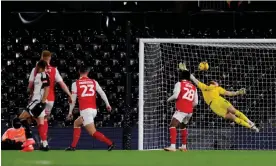  ?? Andrew Couldridge/Action Images/Reuters ?? Bobby De Cordova-Reid scores Fulham’s goal as Rotherham players look on. Photograph: