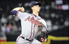  ?? JENNIFER STEWART / GETTY IMAGES ?? Right-hander Matt Wisler gave up only one run on two hits in eight innings Thursday night against Arizona. The Braves won 3-1.