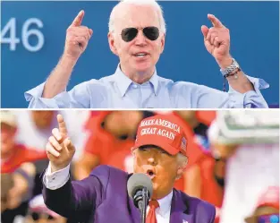  ??  ?? Joe Biden and Donald Trump hold competing Florida rallies Thursday with Biden in Broward County and Trump in Tampa.