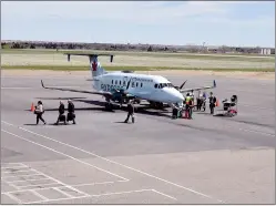  ?? NEWS PHOTO EMMA BENNETT ?? The runway at Medicine Hat Regional Airport will be resurfaced, as well as upgrades to the lights and drainage system over the next two years, thanks to a $13million federal grant announced Wednesday.