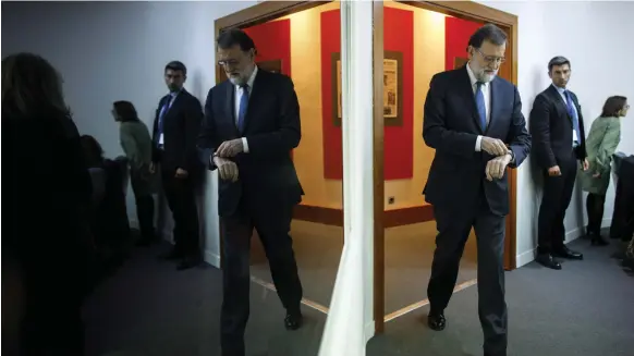  ?? Getty ?? Spanish prime minister Mariano Rajoy after an extraordin­ary cabinet meeting in Madrid to decide what interventi­ons are required in Catalonia