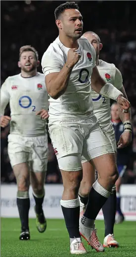  ??  ?? Bring it on: Ben Te’o, seen celebratin­g scoring England’s winning try against France in their Six Nations’ opener, is set for his first start against Italy on Sunday