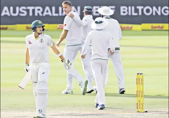  ?? REUTERS ?? Australia skipper Steve Smith barely lasted halfanhour scoring 7 in a chase of 430 versus South Africa on Sunday. Australia lost 10 wickets for 50 runs.