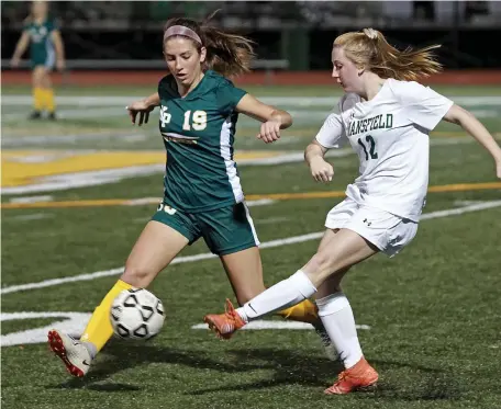  ?? MATT STONE / BOSTON HERALD ?? ON A ROLL: Brianna Quirke (left) and King Philip have outscored opponents 76-3 this season.