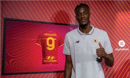  ??  ?? Tammy Abraham joins Roma having finished as Chelsea’s top scorer last season with 12 goals. Photograph: Fabio Rossi/AS Roma/Getty Images