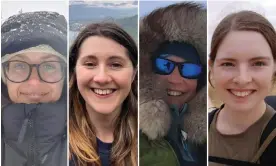  ?? ?? Competitio­n winners Mairi Hilton, wildlife monitor, Natalie Corbett, shop manager, Lucy Bruzzone, base leader, and Clare Ballantyne, postal boss. Photograph: Antarctic Heritage Trust/PA