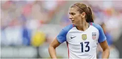 ??  ?? OHIO: In this Sunday, June 5, 2016 file photo, United States forward Alex Morgan stands during the first half of an internatio­nal friendly soccer match against Japan in Cleveland, Ohio. Alex Morgan has joined Lyon from Orlando Pride on a sixmonth deal....