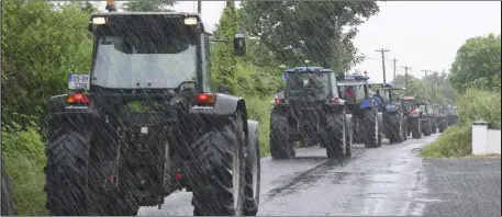  ??  ?? Some of the tractors taking part in the tractor run in Tourlestra­ne which raised € 23,000 in memory of Paul Walsh, the money is going to the Kevin Bell Repatriati­on Fund, which assisted in bringing Paul’s remains home after he was tragically killed in...