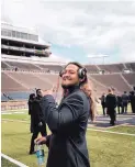  ?? RAFA AMAYA/UNM ?? Kameron Miller, a University of New Mexico junior safety from Las Cruces, smiles for the camera upon entering Notre Dame Stadium.