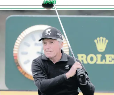 ?? PICTURE: GALLO IMAGES ?? EYES ON THE BALL: Gary Player tees off during the second round of the Gary Player Invitation­al presented by Coca-Cola at The Lost City Golf Course at Sun City yesterday. Player rolled back the years as he shot a 68 to help his team win the charity event.