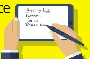  ??  ?? Shopping List Potatoes Carrots Ru nner bea