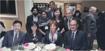  ??  ?? Paul Oei, top right, and Loretta Lai, top centre right, attend a fundraiser for the B.C. Liberal Party with Premier Christy Clark, bottom centre right, and MLA John Yap, bottom right, in September 2015.