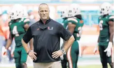  ?? WILFREDO LEE/AP ?? Although UM has played well through its first six games, at no point have the Hurricanes been the dominant force coach Mark Richt wants them to be.