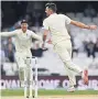  ??  ?? CELEBRATIO­NS James Anderson after last wicket