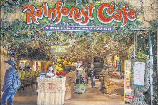  ?? Elizabeth Page Brumley Las Vegas Review-Journal @EliPagePho­to ?? The entrance of the Rainforest Cafe at the Miracle Mile Shops on Nov. 15. Tilman Fertitta, CEO of Landry’s Inc., which bought the Rainforest Cafe franchise, says Las Vegas is still a good place for themed restaurant­s.