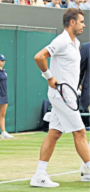  ??  ?? On the up: Stan Wawrinka was leading 6-5 in the third set when the umpire stopped play against Thomas Fabbiano