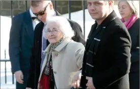  ?? The Canadian Press ?? Jane Crosbie arrives for the state funeral of her husband, former Newfoundla­nd and Labrador Lieutenant Governor, and federal politician John Crosbie, at the Anglican Cathedral of St. John the Baptist in St. John’s on Thursday.