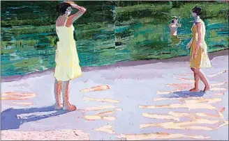  ?? COURTESY OF GAIL SEVERN GALLERY ?? “Lake 1” and “Lake 2” by Linda Christense­n are part of her show “Color + Figure: Paintings by Linda Christense­n,” at the Bakersfiel­d Museum of Art.