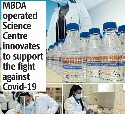  ??  ?? FIGHTING THE PANDEMIC: The NMB science centre has produced 2,000 bottles of hand sanitiser, 1,000 masks and antiviral hand lotion