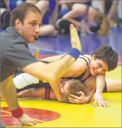  ?? JASON MALLOY/THE GUARDIAN ?? North Rustico’s Drew Hurry won this match and finished second in the 54-kilogram cadet boys’ division of the Atlantic Open Wrestling Championsh­ip earlier this year at Colonel Gray High School. Hurry, who trains with the Island Wrestling Academy, is...