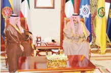  ??  ?? His Highness Crown Prince Sheikh Nawaf Al-Ahmad Al-Jaber Al-Sabah meets with Deputy Prime Minister and Interior Minister Sheikh Khaled AlJarrah Al-Sabah.