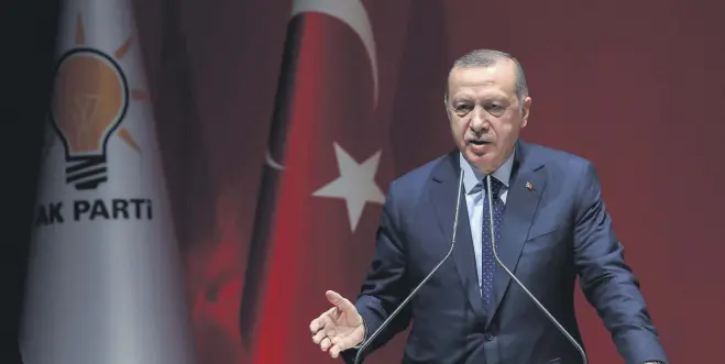  ??  ?? President Recep Tayyip Erdoğan addresses AK Party provincial heads at the party headquarte­rs in Ankara, Jan. 11.