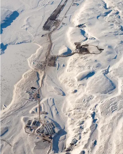  ?? An aerial view of Baffinland's Mary River iron ore mine on Baffin Island, Nunavut, Canada. Photograph: All Canada Photos/Alamy ??