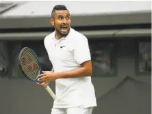  ?? Alberto Pezzali / Associated Press ?? Nick Kyrgios had not played a match since February before starting his Wimbledon with a win in the first round.