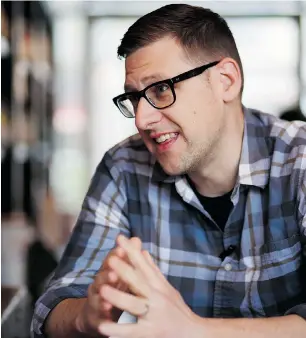  ?? COLE BURSTON/THE CANADIAN PRESS ?? Jeff Lemire worked on his new graphic novel, Roughneck, while partnering with Gord Downie to tell the story of Chanie Wenjack in their collaborat­ion, Secret Path.