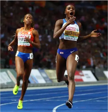  ??  ?? GOLDEN MOMENT: WINNING THE 200M AT THIS YEAR’S EUROPEAN CHAMPIONSH­IPS