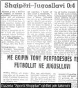  ??  ?? Gazeta "Sporti Shqiptar" që flet për takimin