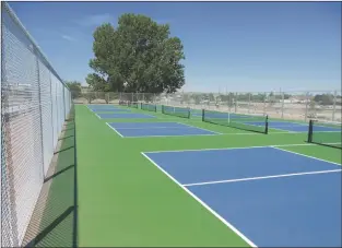  ?? Courtesy Montrose Recreation District ?? Many communitie­s have committed resources to provide playing surfaces and nets for the growing pickleball craze. These courts in Montrose, Colorado recently opened due to the popularity of the emerging sport.
