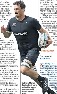  ??  ?? Stalwart: Michael Rhodes’ hard work makes him hugely popular with his Saracens teammates