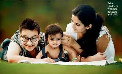  ??  ?? Esha Hindocha with her husband and child