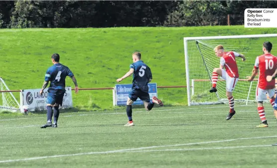  ??  ?? Opener Conor Kelly fires Broxburn into the lead