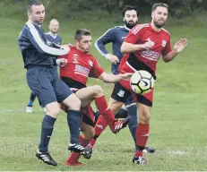  ??  ?? Southwick (red) battle it o ut with Sunderland Railway Club last week.