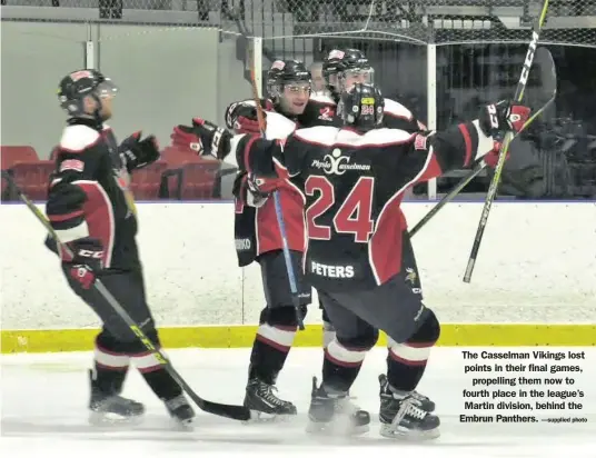  ?? —supplied photo ?? The Casselman Vikings lost points in their final games, propelling them now to fourth place in the league’s Martin division, behind the Embrun Panthers.