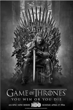  ?? — Photo by The Associated Press ?? A poster advertisin­g HBO’s series “Game of Thrones,” the first season of which starred Sean Bean (above).