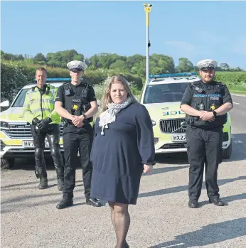  ?? ?? PCC Donna Jones in front of one of the new average speed cameras on the A32.