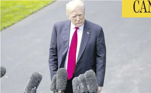  ?? ERIC THAYER / BLOOMBERG ?? One interpreta­tion of President Donald Trump’s comments outside the White House on Wednesday is that he was softening up his negotiatin­g partners before pushing for a final NAFTA deal, John Ivison writes.