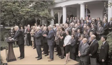  ?? Jabin Botsford/The Washington Post ?? President Donald Trump speaks in the Rose Garden after the House pushed through a health-care bill on Thursday.