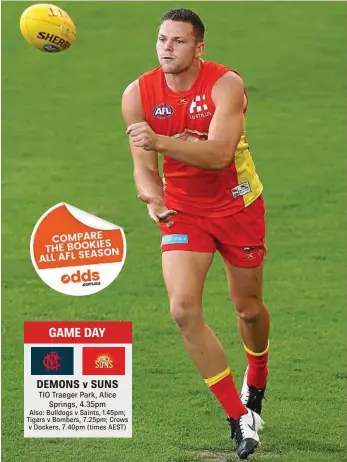  ?? PHOTO: CHRIS HYDE/GETTY IMAGES ?? PROUD MOMENT: Steven May will captain the Gold Coast Suns against the Melbourne Demons in Alice Springs today.