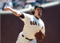  ??  ?? San Francisco Giants starter Jeff Samardzija fell to 2-8 on the year after allowing two home runs during Saturday’s loss to the Twins. Samardzija struck out six and walked one over six innings.